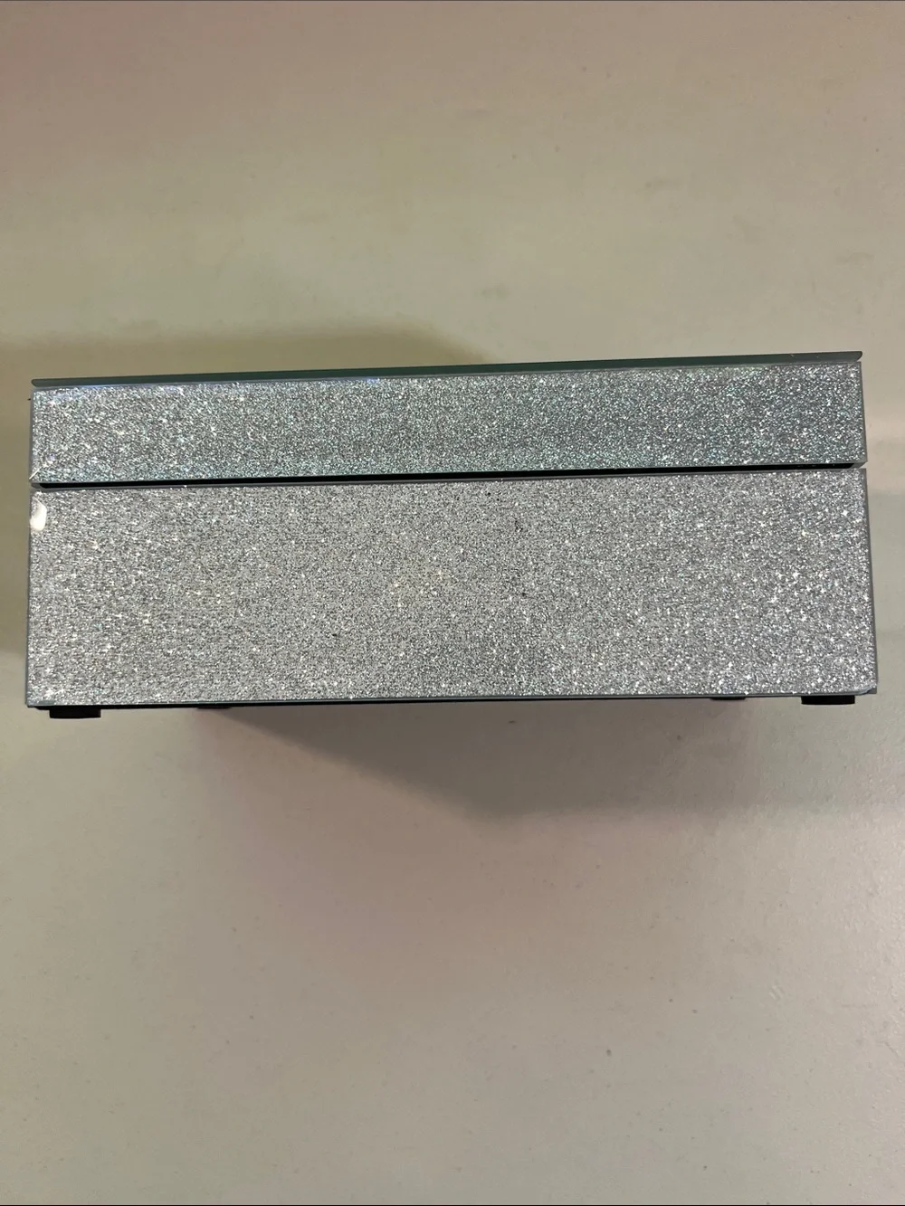 Glittered Silver Jewelry Box with Rhinestone 'A' Accent